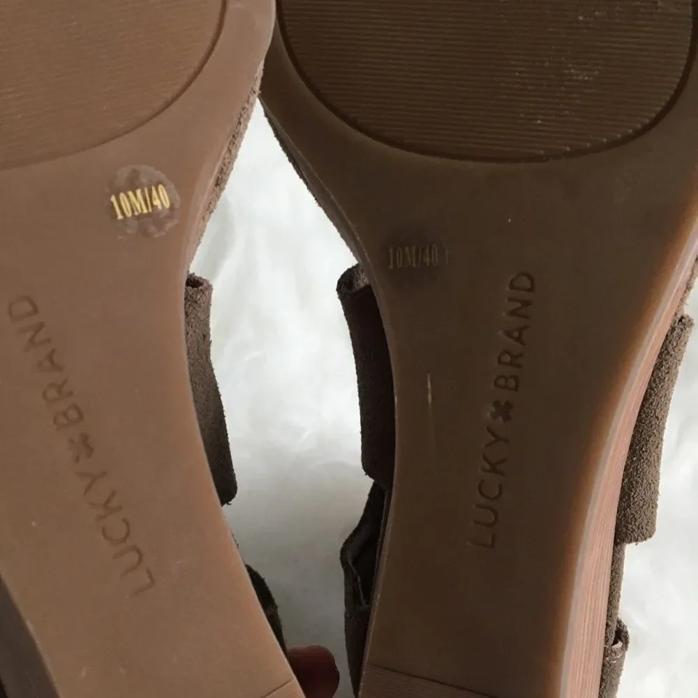 Lucky Brand Tammanee Suede Wedge Sandals Size 10